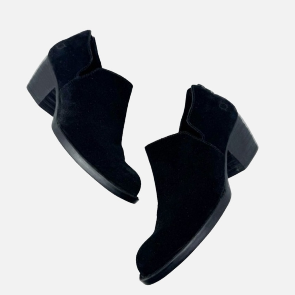 Born / Antonia Black Nubuck Distressed Suede Leather Ankle Booties